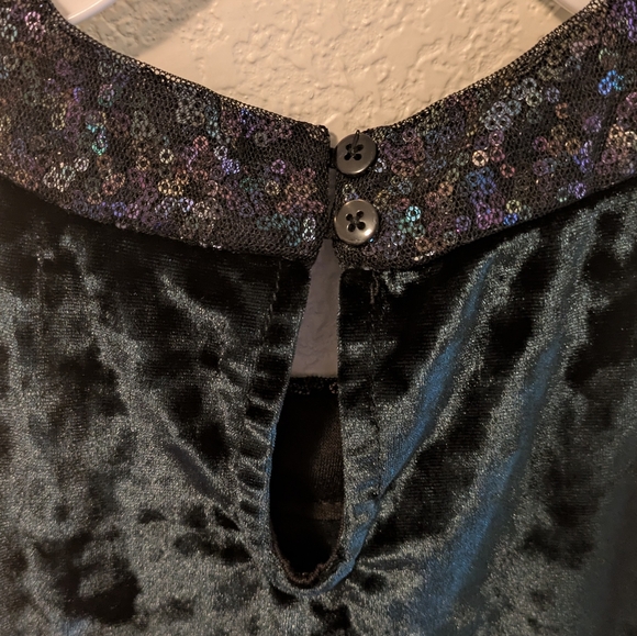 Elegant Green Velvet Dress - Picture 6 of 6